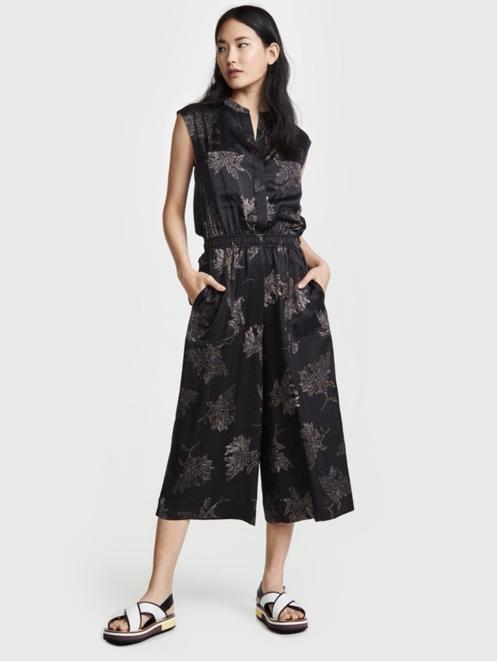 Vince woodblock Sleeveless Cropped Jumpsuit